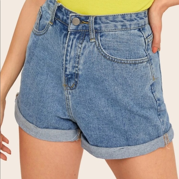 roll up denim shorts - Picture 1 of 3